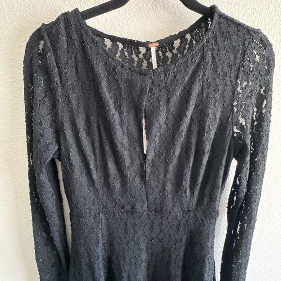 Free People Teen Witch Black Lace Fit & Flare Dress Size L OB451639 NWT - Picture 3 of 15